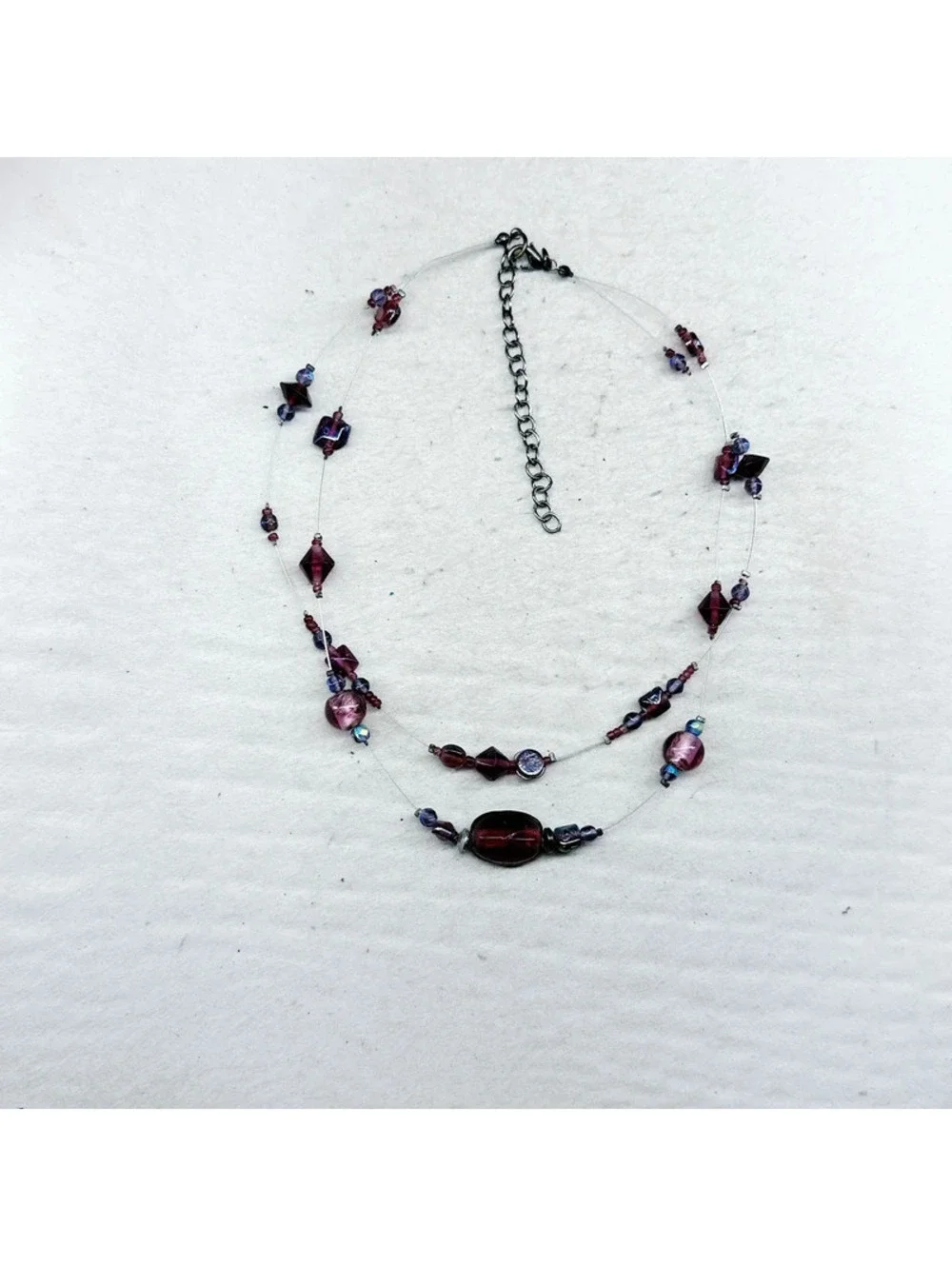 5087gc. Purple and Bronze Glass Necklace